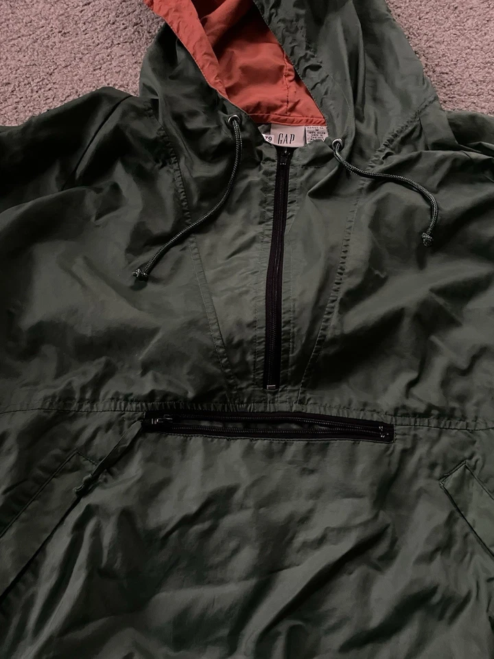 Vintage GAP Pullover Jacket Mens M Green Hooded Nylon Anorak 90s Packable - Image 2 of 4