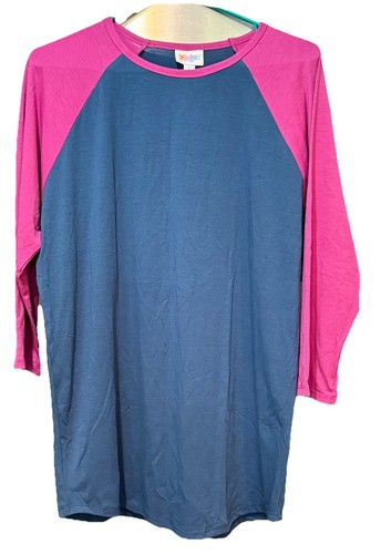NEW LuLaRoe LLR Randy Size L Large *DARK BLUE WITH MAGENTA PINK SLEEVES* Rare!