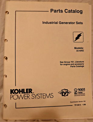 #ad TP 5613 Kohler Parts Catalog 33 45RZ Generator Sets Industrial Literature Power $39.00