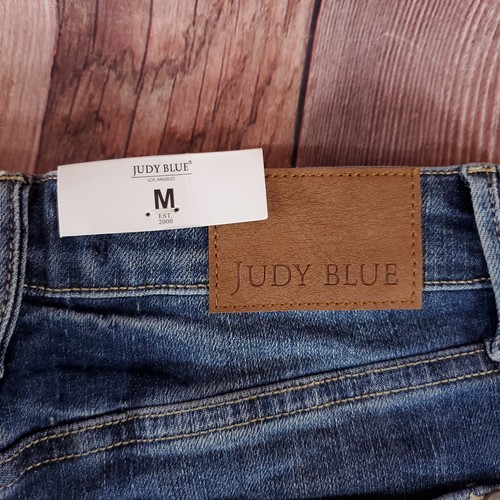 NWT Judy Blue Womens Size M Tummy Control Top High Waist Denim Raw Hem Shorts - Picture 7 of 15