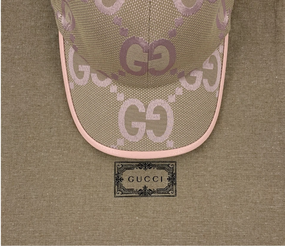 Gucci GG Monograma Jumbo Jacquard Lona Gorra de Béisbol Sombrero Rosa Talla M Foto 3 de 4