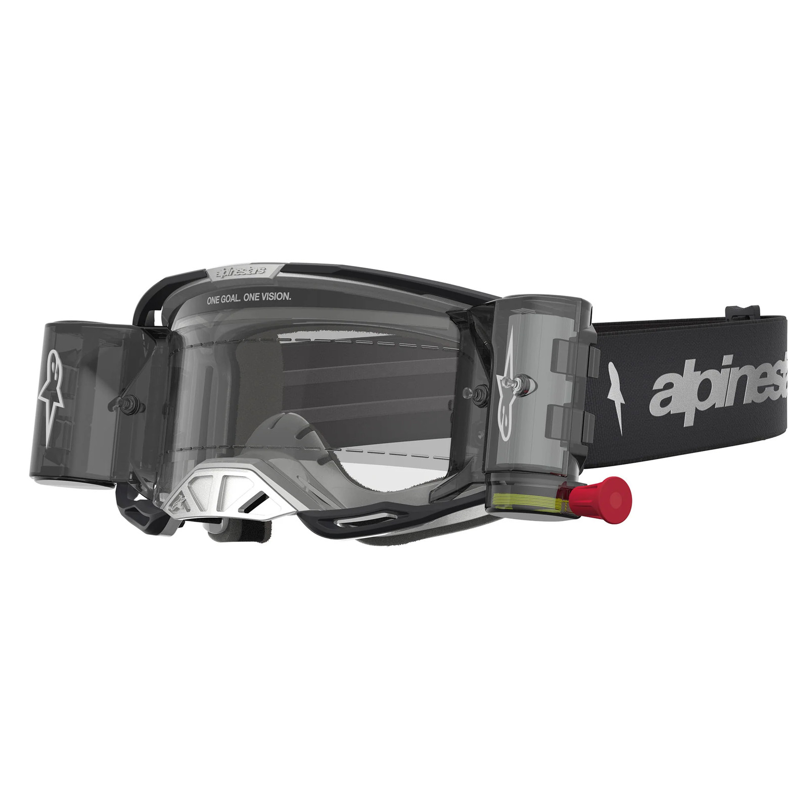 Alpinestars Vision 8 AMBER Roll-Offs MX Enduro Goggles (Black/Silver) Clear Lens