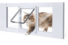   Solid Wood  Cat Door for Window,Fit Width 26"-30" Window,3 Fit 26"-30"Window