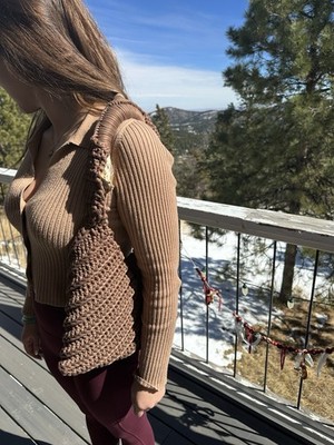 Hand Crocheted Purse with Antler Handle