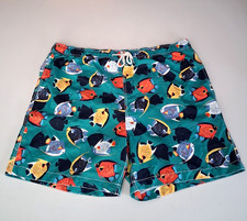 Old Navy Swim Trunks Men's XXXL Green Fish Pattern Drawstring Board Shorts