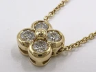 Tiffany & Co Flower 4 Diamond Bezel 18k Yellow Gold Pendant Necklace Box Gift
