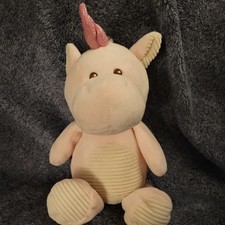 KellyToy Baby Plush 10" Pink Ivory Unicorn Rattle Crinkle Arms Clip Toy. 11"
