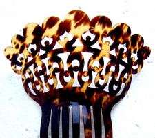 Large Victorian faux tortoise hair comb - NO US IMPORT FEES