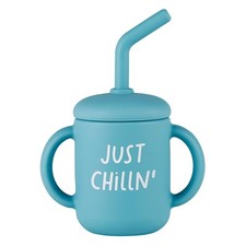 Stephan Baby Sippy Cup, 4 oz, Soft Silicone with Lid Straw, Just Chillin'
