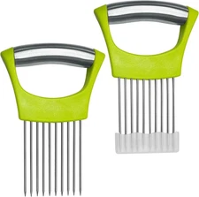 2 Pcs Onion Slicer holder,Premium Vegetable Slicing Ordinary Green 