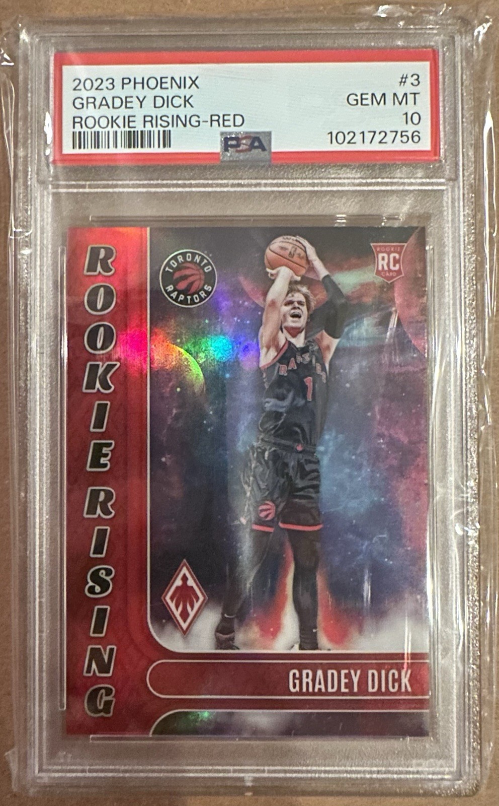 PSA 10 Gradey Dick /125 #3 Rookie Rising Red Prizm 2023-24 Panini Phoenix RC