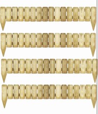 Pack of 4 Wooden Log Garden Border Edging 1m Rustic Natural Brown Fence for Beds