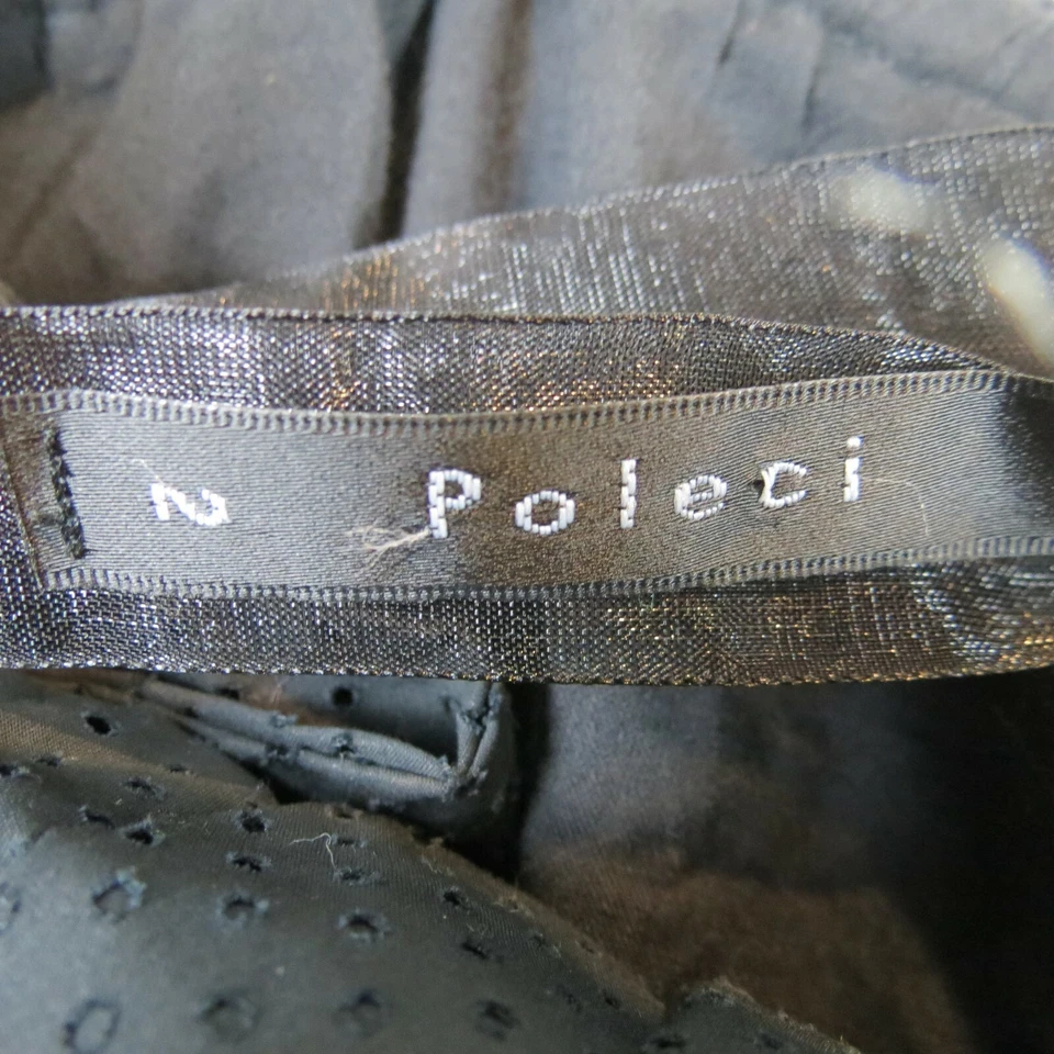 POLECI Womens Dress 2 Gathered Front Sleeveless Black Spaghetti Strap Lined S13 - Image 3 of 4