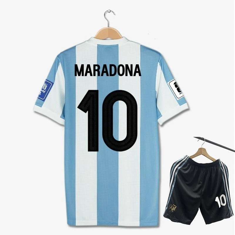 Maillot De Foot Rétro Argentine #10 Diego Maradona - Taille L, Couleur Bleu, Occasion Très Bon état