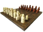 VINTAGE  ISLE OF LEWIS CHESS SET K 3.5"  AND NICE CHESS  BOARD