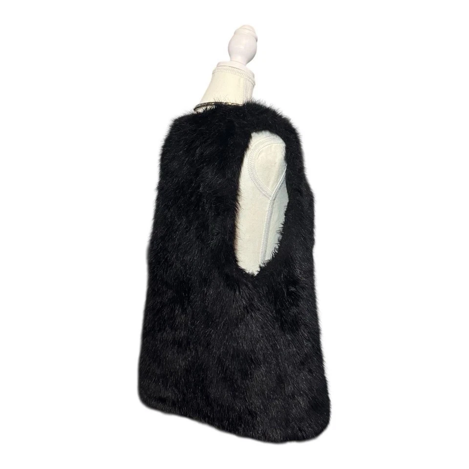 Bisou Bisou Black Faux Fur Vest Y2K Style Women’s Size L - Image 4 of 4