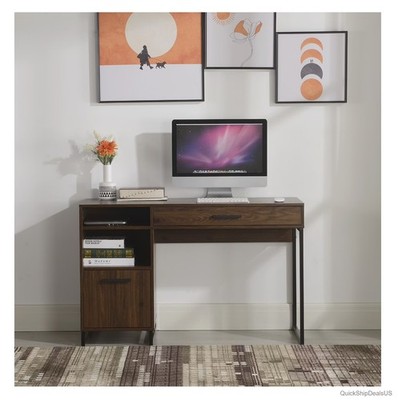 Metal Desk with Walnut Finish Computer Workstation