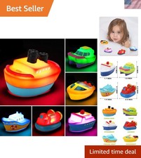 Automatic Light-Up Boat Set - Eco-Friendly Rubber Bath Toys for 18 