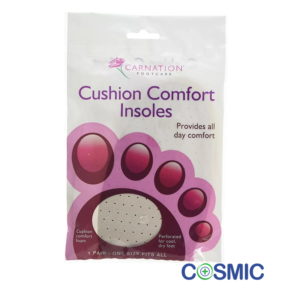 Carnation Foot Care Double Cushion Comfort Insoles 1 Pair All Day Comfort