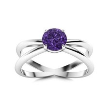 Natural Amethyst Anniversary Solitaire Ring Jewelry 925 Sterling Silver