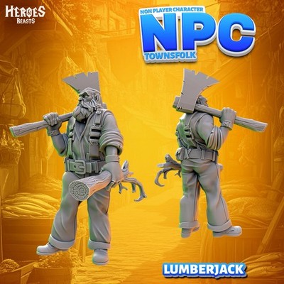 Dungeons & Dragons NPC Character - Male Human - Lumberjack, Wood Cutter