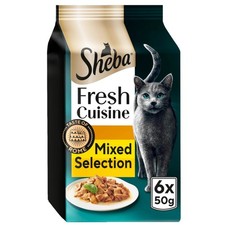 96 x 50g Sheba Fresh Cuisine Taste of Rome Cat Pouches Mixed Selection in Gravy 5.83 per kilo