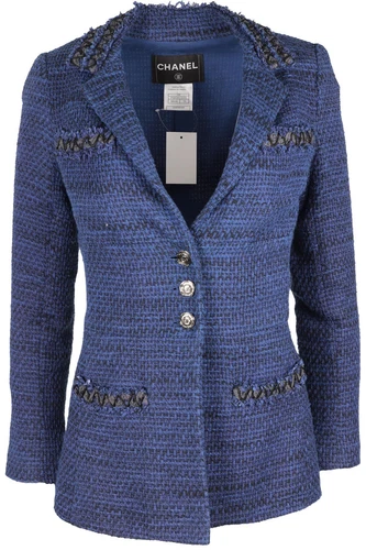 GIACCA TWEED CHANEL BLU 2009 FR 34 UK 6