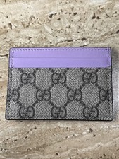 Gucci Ophidia leather GG Supreme canvas card Holder case Lavender trim New