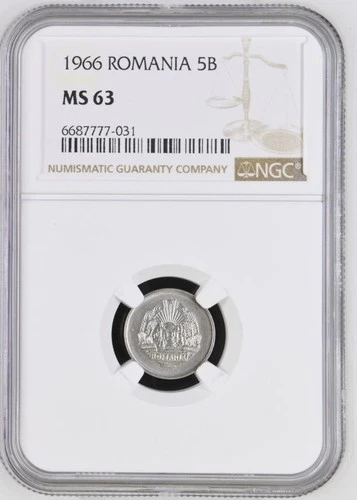 Romania 5 Bani 1966 NGC MS 63