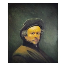 Hand Painted Square - Oil on Canvas 50x60 CM - Made in Italy - Au