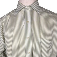 Brooks Brothers Mens Slim Fit Non-Iron Striped Dress Shirt Green White 17-36