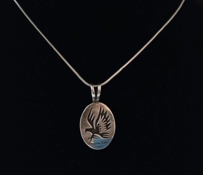 Vintage Timothy Lee Known Navajo Jewelry Artist Sterling Silver Pendant Eagle...