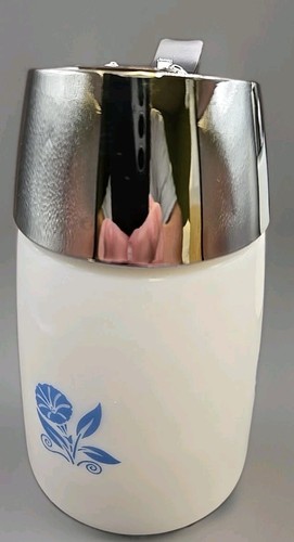 1959 Dispensers Inc Blue Morning Glory Milk Glass Sugar & Syrup Creamer Server - Picture 14 of 20