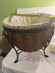 Longaberger XL 16" 2004 Planter Basket w/ Wrought Iron Stand , Protector , Liner