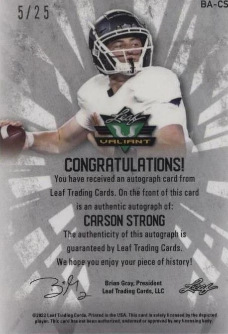 2022 Leaf Valiant Carson Strong #BA-CS1
