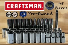 CRAFTSMAN 45 Short & Deep 1/4 SAE & METRIC 6pt & 12 ratchet wrench socket set