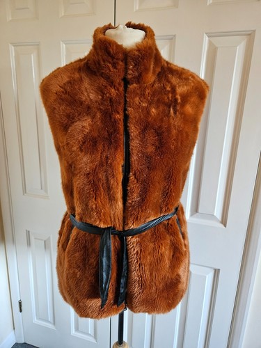 Tensione In - Ginger Brown, High Neck, Zip Up Faux Fur Bodywarmer/Gilet - Size L