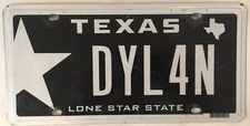 TX BIG Star vanity DYLAN license plate Dyllan Dillan Dylon Dilan Dyllon Dillon
