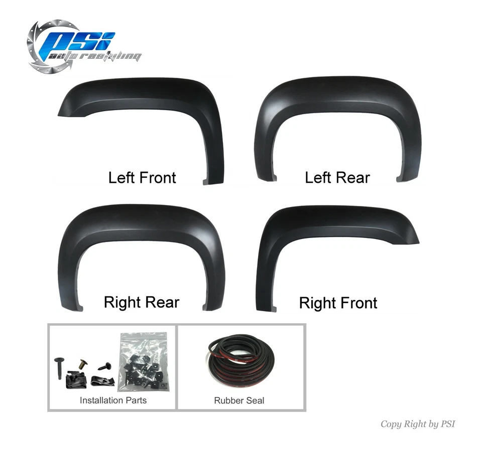 Paintable OE Style Fender Flares Fits GMC Sierra 1500 2007-2013 5.8 Ft Bed Only  - Image 2 of 4