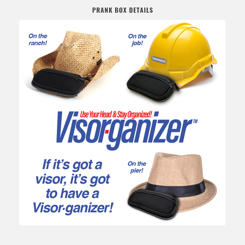 Prank Small 8x6x2 VISORGANIZER fake Gag Funny PARODY Joke Gift Box baseball hat - Picture 5 of 8
