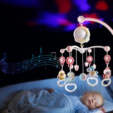 Kid Crib Cot Song LED Light Musical Mobile Baby Rattle Toys Sleep Bed Bell Gift