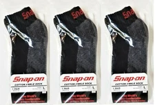 3 PAIRS Men's BLACK Snap-On Ankle Socks LARGE *FREE SHIPPING* MADE IN USA *NEW*