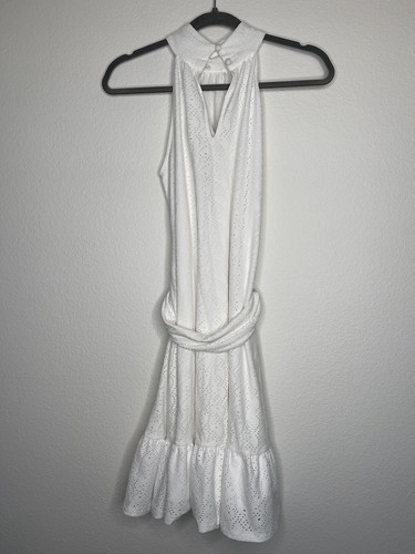 Michael Kors Women's White Crochet Eyelet Belted Halter Dress Small NWT - Picture 5 of 5