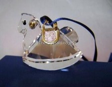 SWAROVSKI CHRISTMAS ROCKING HORSE GOLD 842759 MINT BOXED RETIRED RARE