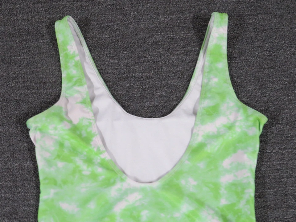 Traje de baño Boohoo talla 8 verde blanco correas cómodas estilo tanque de una pieza Foto 4 de 4