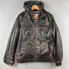 Levi's Strauss & Co Men's Faux Leather Sherpa Lined Aviator Bomber Jacket size S