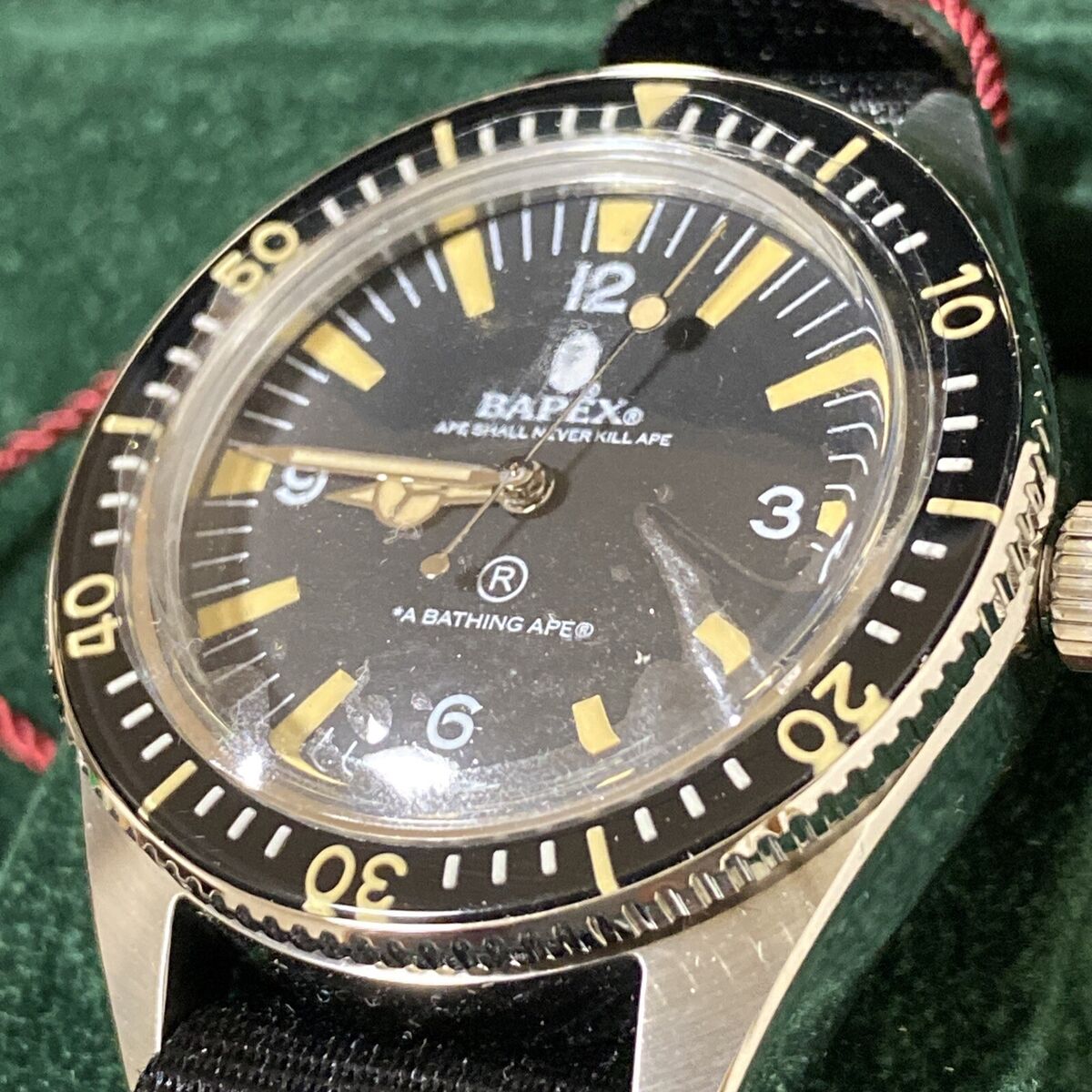 A BATHING APE Classic Type 1 BAPEX Watch MilSub Homage with NATO Straps