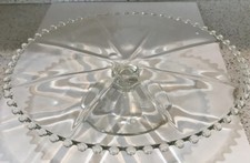 Crystal Cake Stand Plate Pedestal /Knobbed Edging 10x10  Unique Divided Slices