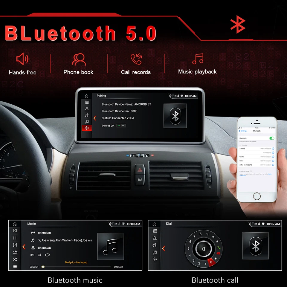 10.25" Android 14 6+64GB Car Stereo Auto Radio CarPlay For 2005-2008 BMW X3 E83 - Image 4 of 4