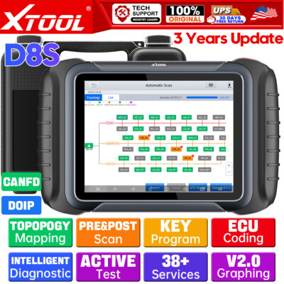 XTOOL D8S OBD2 Bidirectional Scanner Diagnostic Key Programming Topology Mapping